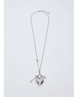 Liu Jo Collar Largo Con Corazón Y Llave - Blanco