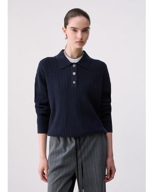 Liu Jo Polo En Maille Avec Boutons Bijoux - Bleu