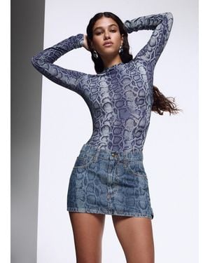 Liu Jo Crop-Top Efecto Denim - Azul