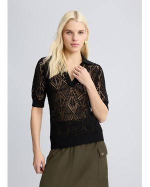Liu Jo Liu Jo Maglia In Misto Cotone Crochet - Nero