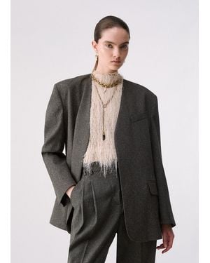 Liu Jo Tweed-Jacke Mit Gürtel - Grau
