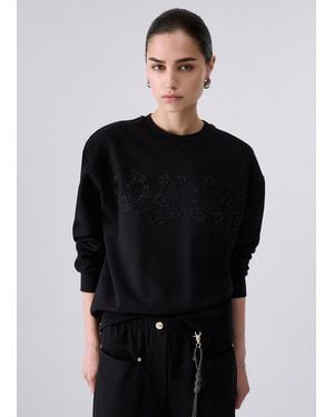 Liu Jo Sudadera Con Apliques De Joyas - Negro