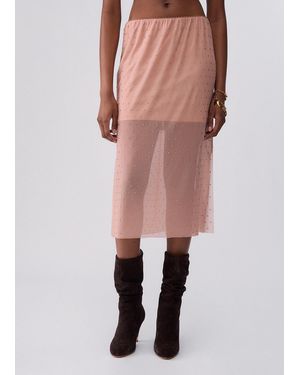Liu Jo Falda Midi De Tul Bordada - Rosa