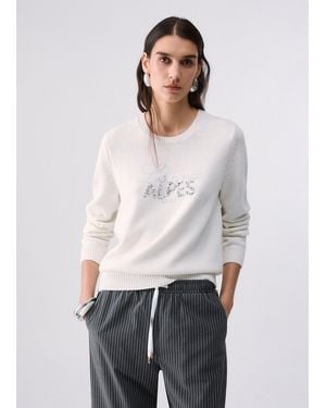 Liu Jo Pull Avec Broderie Bijou - Blanc