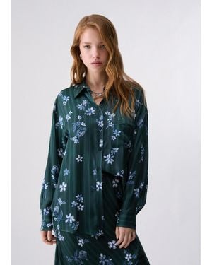 Liu Jo Camisa De Satén Estampada - Azul