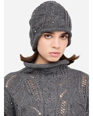 Liu Jo Liu Jo Mütze Aus Wollmischung Mit Strass - Grau
