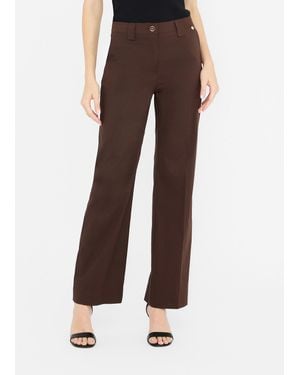 Liu Jo Liu Jo Pantalon Droit En Popeline - Marron