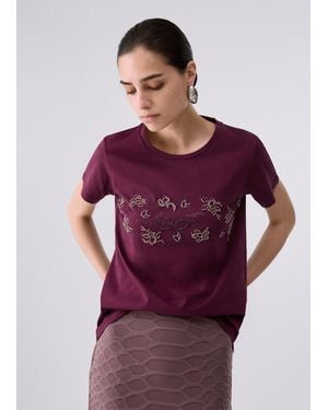 Liu Jo T-Shirt Avec Strass - Violet