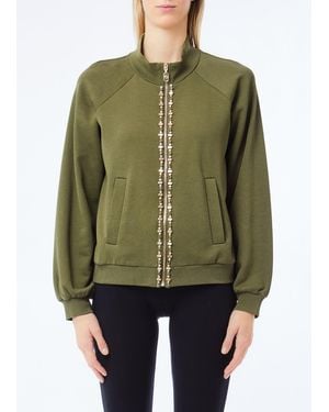 Liu Jo Felpa Con Zip E Strass - Verde