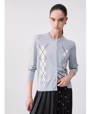Liu Jo Cardigan En Laine Avec Motif Argyle - Gris