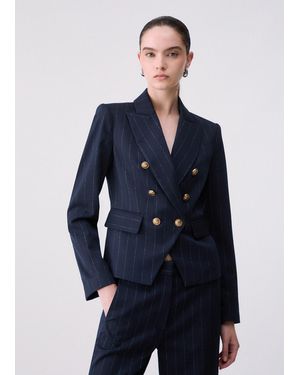 Liu Jo Blazer De Doble Botonadura A Rayas - Azul