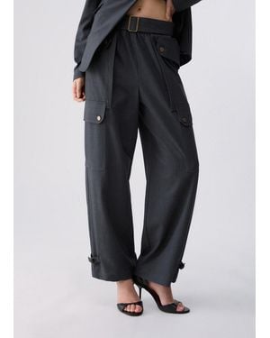 Liu Jo Pantalones Cargo De Franela - Negro