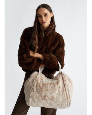 Liu Jo Liu Jo Shopping Bag In Pelliccia Sintetica Con Pochette - Marrone