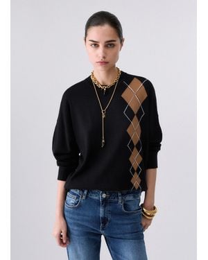 Liu Jo Pullover Mit Geometrischem Intarsienmuster - Schwarz