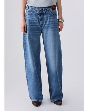 Liu Jo Jeans Rectos Con Cinturilla Asimétrica - Azul