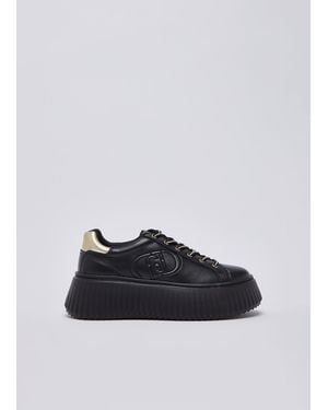 Liu Jo Sneakers Plateforme En Cuir - Noir