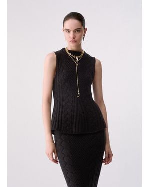 Liu Jo Zopfmuster-Stricktop - Schwarz