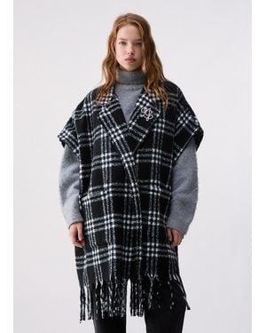 Liu Jo Poncho Long Jacquard - Noir