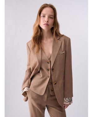 Liu Jo Blazer Aus Fischgratgewebe - Braun
