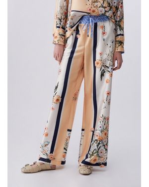 Liu Jo Pantalón De Sarga Estampado - Naranja