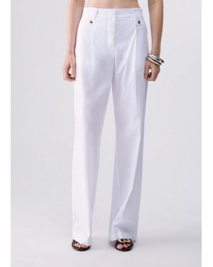 Liu Jo Pantalón Recto De Popelina - Blanco
