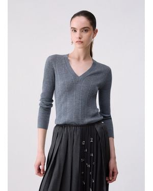 Liu Jo Pull En Laine À Col En V - Gris