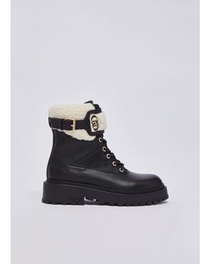 Liu Jo Schnürboots Aus Leder Und Teddy - Blau