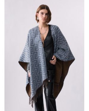 Liu Jo Monogramm Jacquard Poncho - Blau