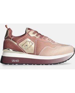 Liu Jo Liu Jo Sneakers À Plateforme Avec Strass All-Over - Rose