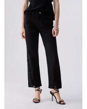 Liu Jo Pantalón Recto Con Trenzado Cut-Out - Negro