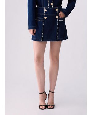 Liu Jo Falda-Pantalón Con Strass - Azul