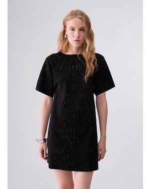 Liu Jo Strickkleid Mit Strass - Schwarz