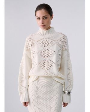 Liu Jo Col Roulé Avec Perles Et Ajouré - Blanc