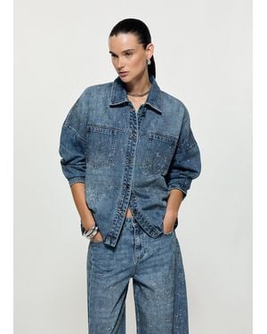 Liu Jo Jacke Oversize Aus Denim Mit Strass - Blau