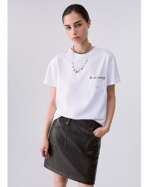 Liu Jo Camiseta Boxy Con Bolsillo Joya - Blanco