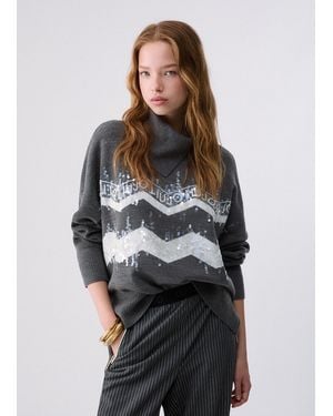Liu Jo Suéter Jacquard En Mezcla De Lana - Gris