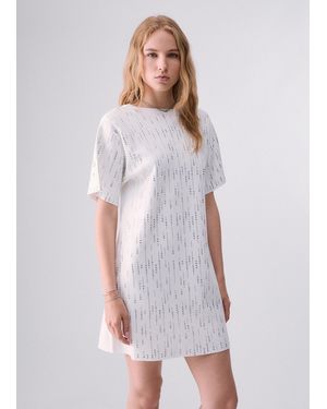 Liu Jo Strickkleid Mit Strass - Weiß
