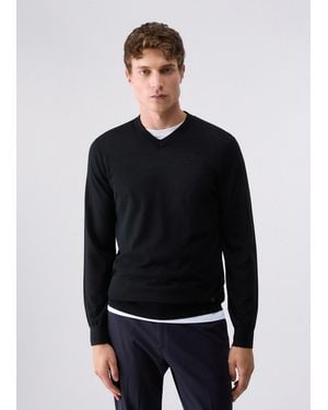 Liu Jo V-Ausschnitt Pullover Aus Merinowolle - Schwarz