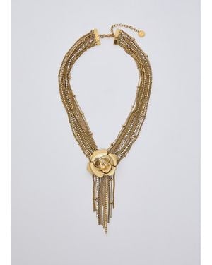 Liu Jo Collar Con Rosa Y Flecos - Blanco