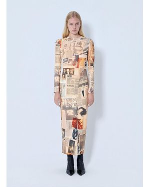 Jean Paul Gaultier Journal Printed Long Dress - White