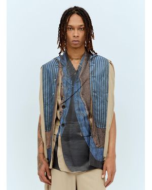 Comme des Garçons Printed Double-Breasted Blazer - Blue