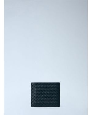 Bottega Veneta Intrecciato Leather Bi-fold Wallet - Blue
