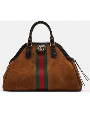 Gucci Re(belle) Web Stripe Suede Cross Body Bag - Brown