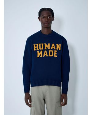 Human Made Logo Motif Cotton Sweater - Blue