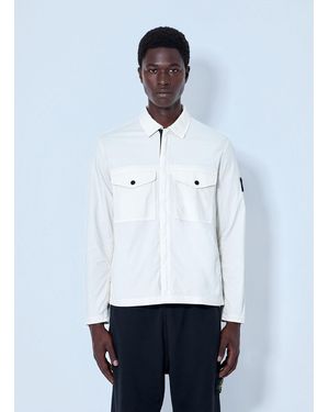 Stone Island Zip-Front Overshirt With Flap Pockets - White