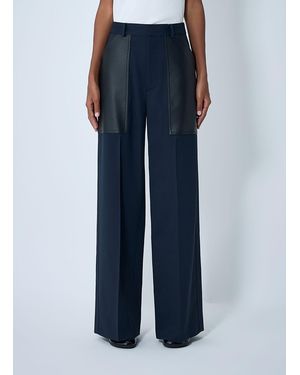 Bottega Veneta Compact Wool And Cotton Twill Trousers - Blue