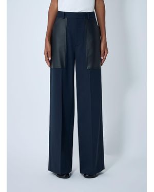 Bottega Veneta Compact Wool And Cotton Twill Pants - Blue