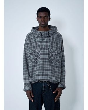 Martine Rose Check Hooded Sweatshirt - Blue