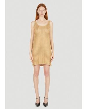 Prada Metallic Cabel Knit Dress - Natural