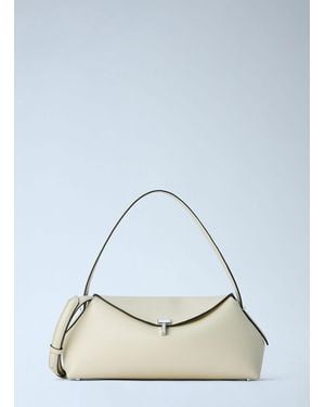 TOTEME T-Lock Grained-Leather Shoulder Bag - Blue